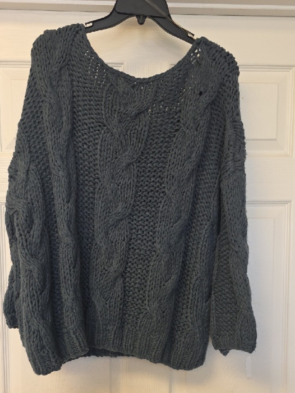 Pol Chunky Cable Knit Sweater - Slate Blue - Picture 3 of 3
